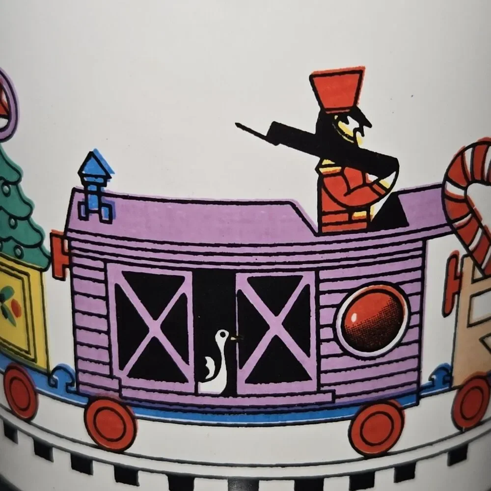 Vintage Unbranded Ceramic Christmas‎ Train With Candy Cane Handle Coffee Cup Mug